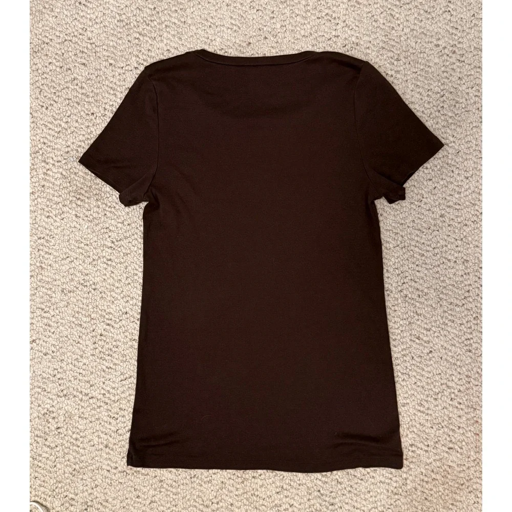 J.Crew Perfect Fit Brown 100% Cotton Scoop Neck Short Sleeve Tee Shirt Large